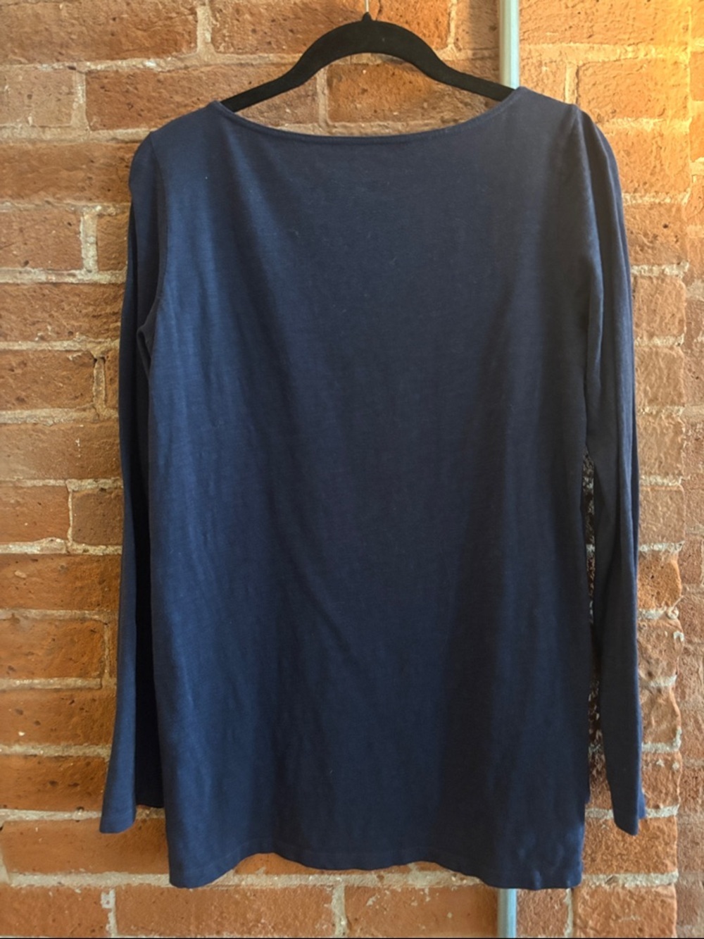 Eileen Fisher Organic Cotton Slub Long-Sleeve Tee, Midnight, XS - Picture 3 of 7